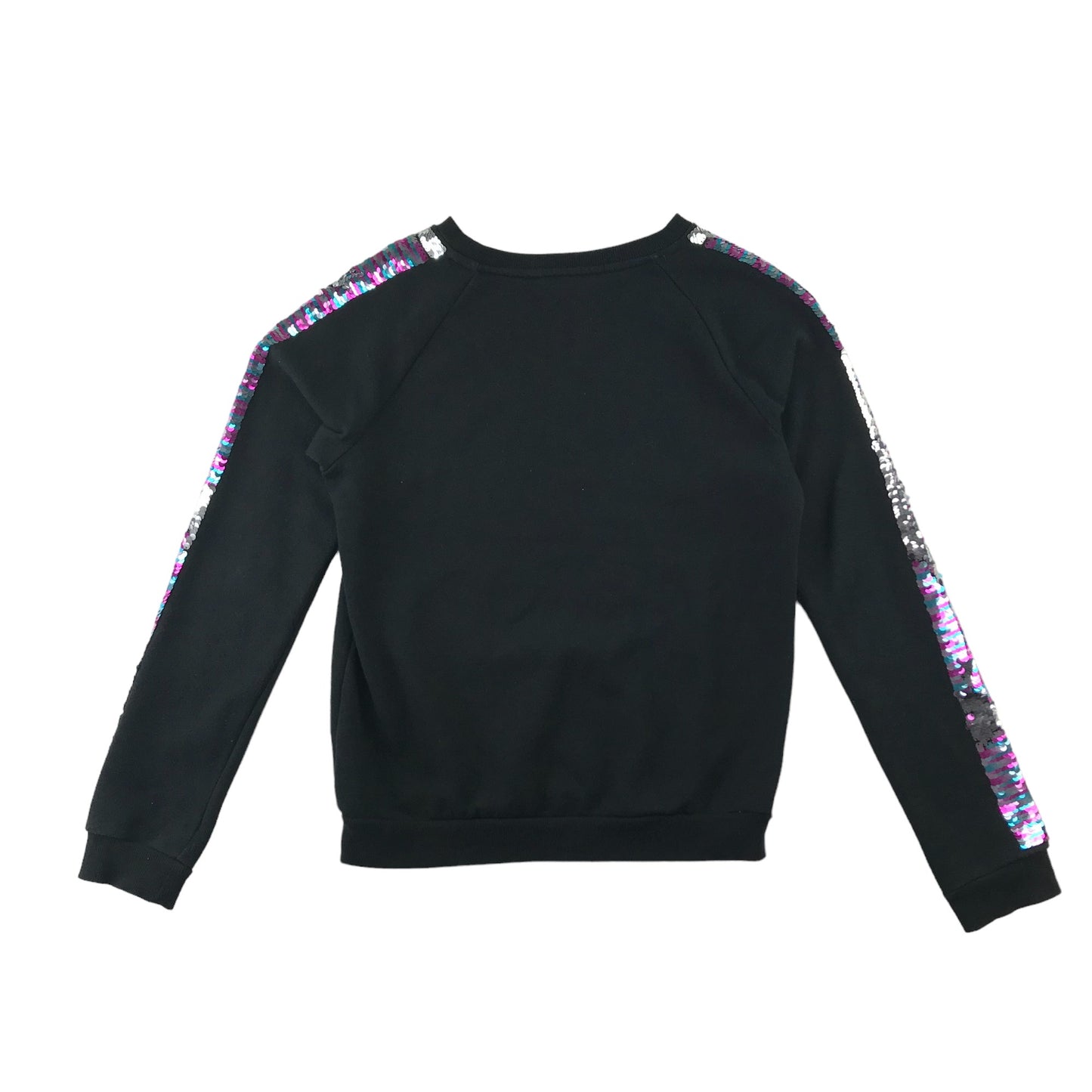 H&M sweater 12-14 years black with sequin shoulder stripe