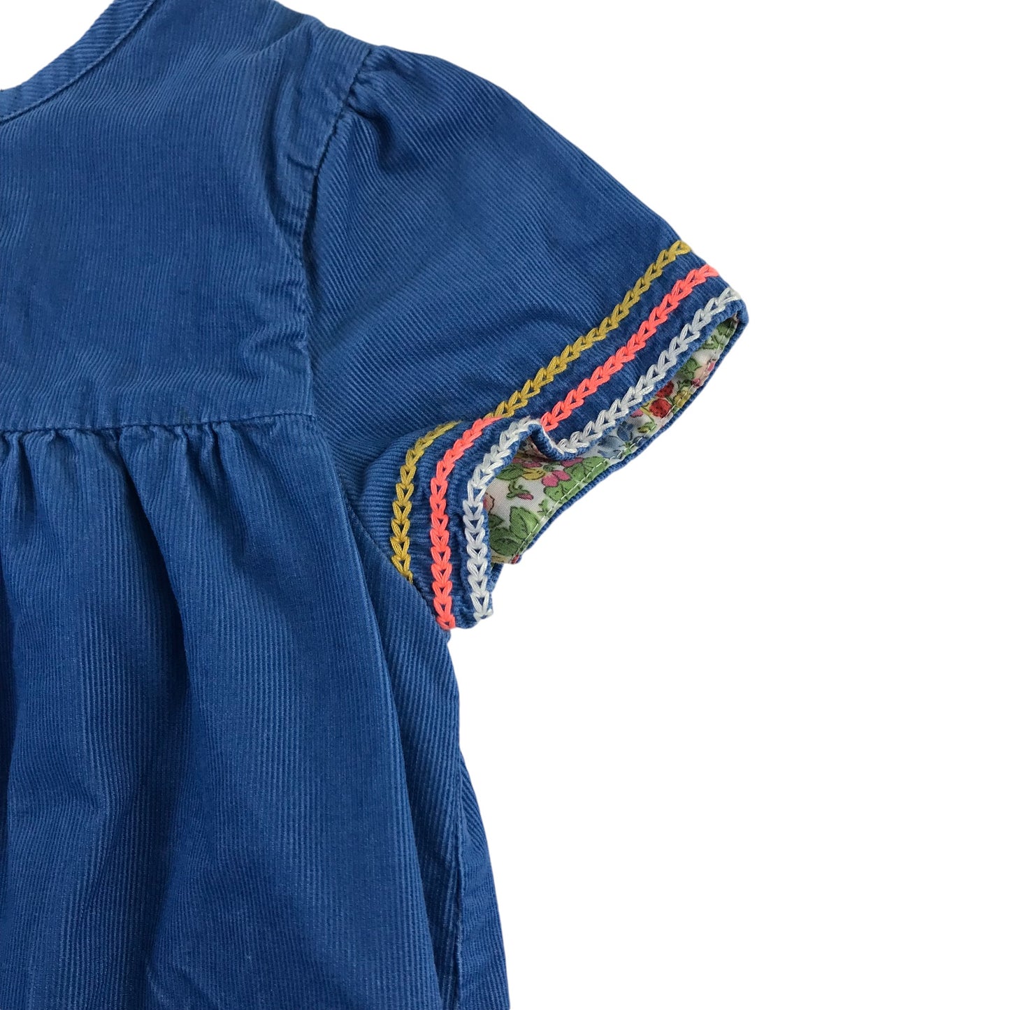 Mini Boden dress 9-10 years blue corduroy A-line horse patchworks