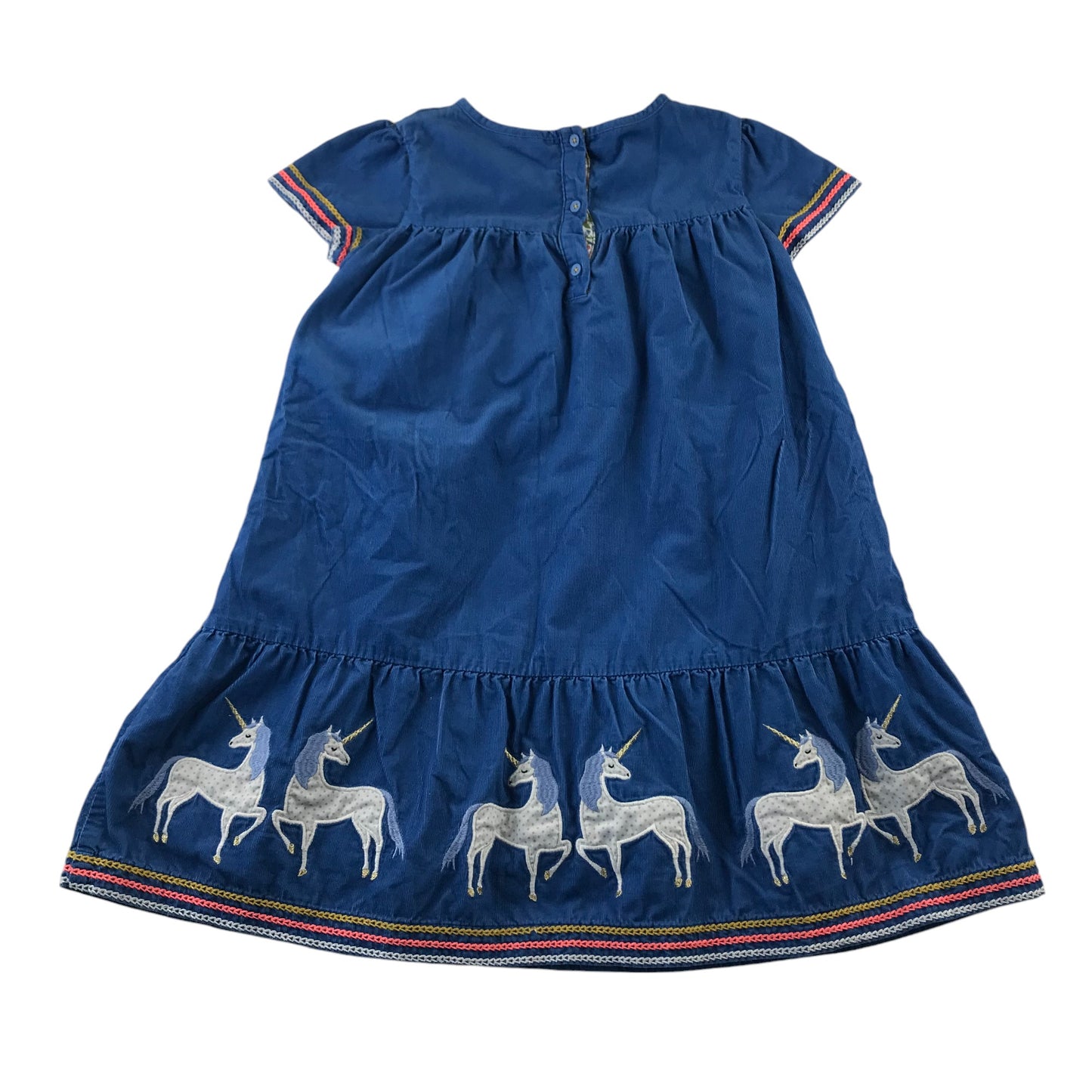 Mini Boden dress 9-10 years blue corduroy A-line horse patchworks