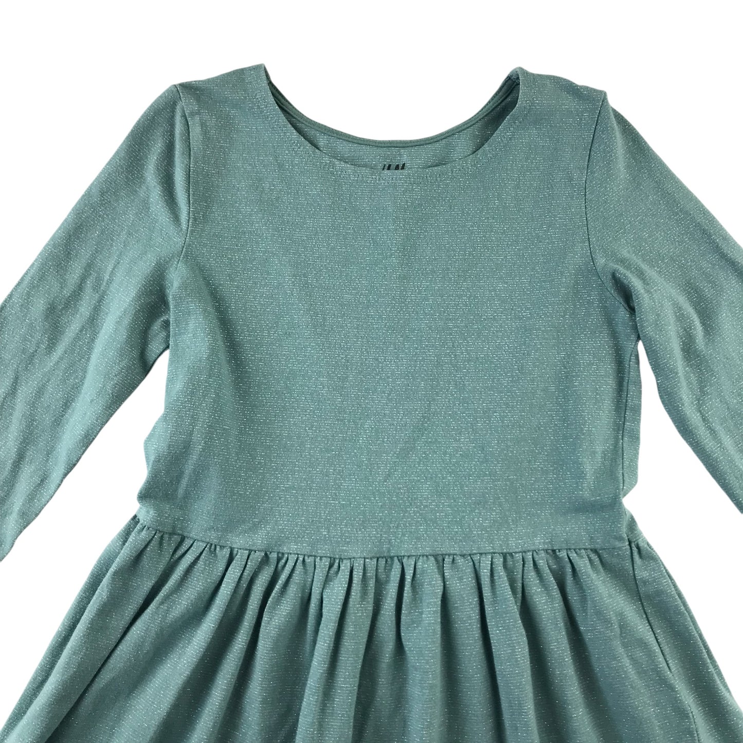 H&M dress 7-8 years dusty turquoise with sparkles long sleeve t-shirt