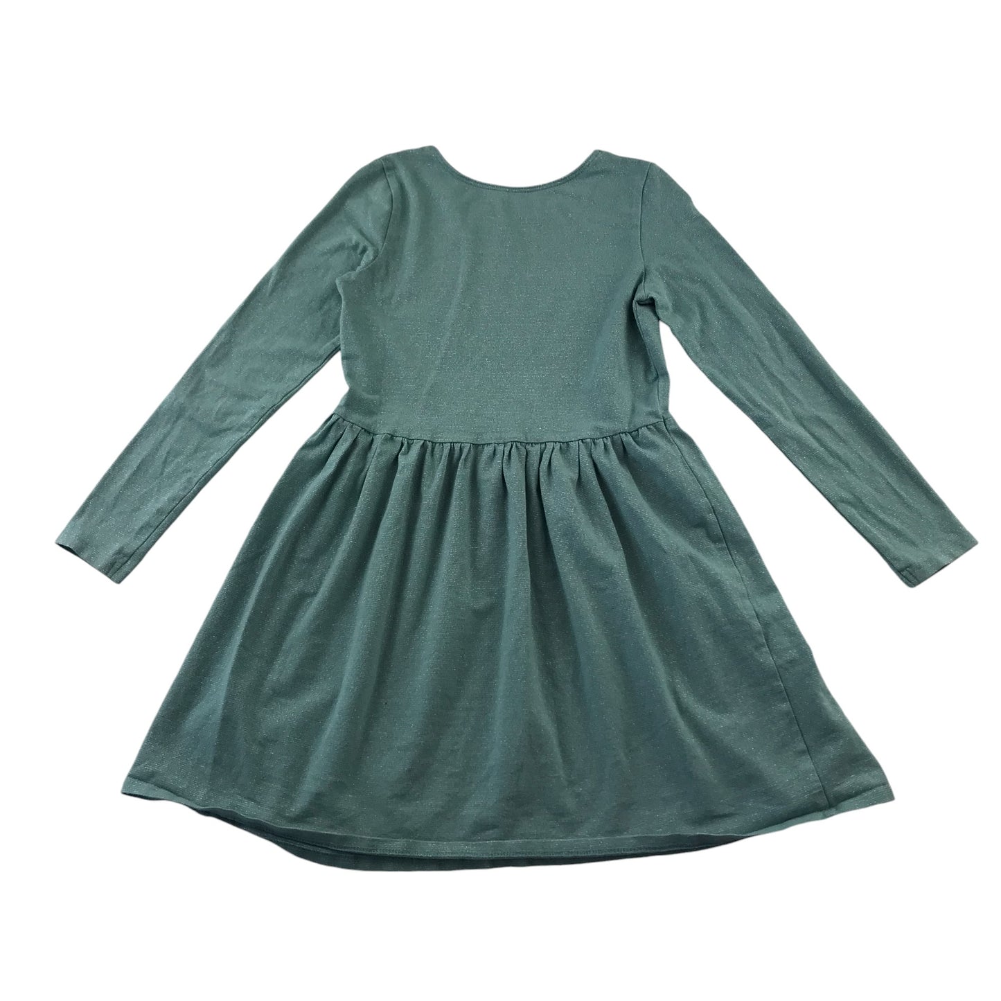 H&M dress 7-8 years dusty turquoise with sparkles long sleeve t-shirt