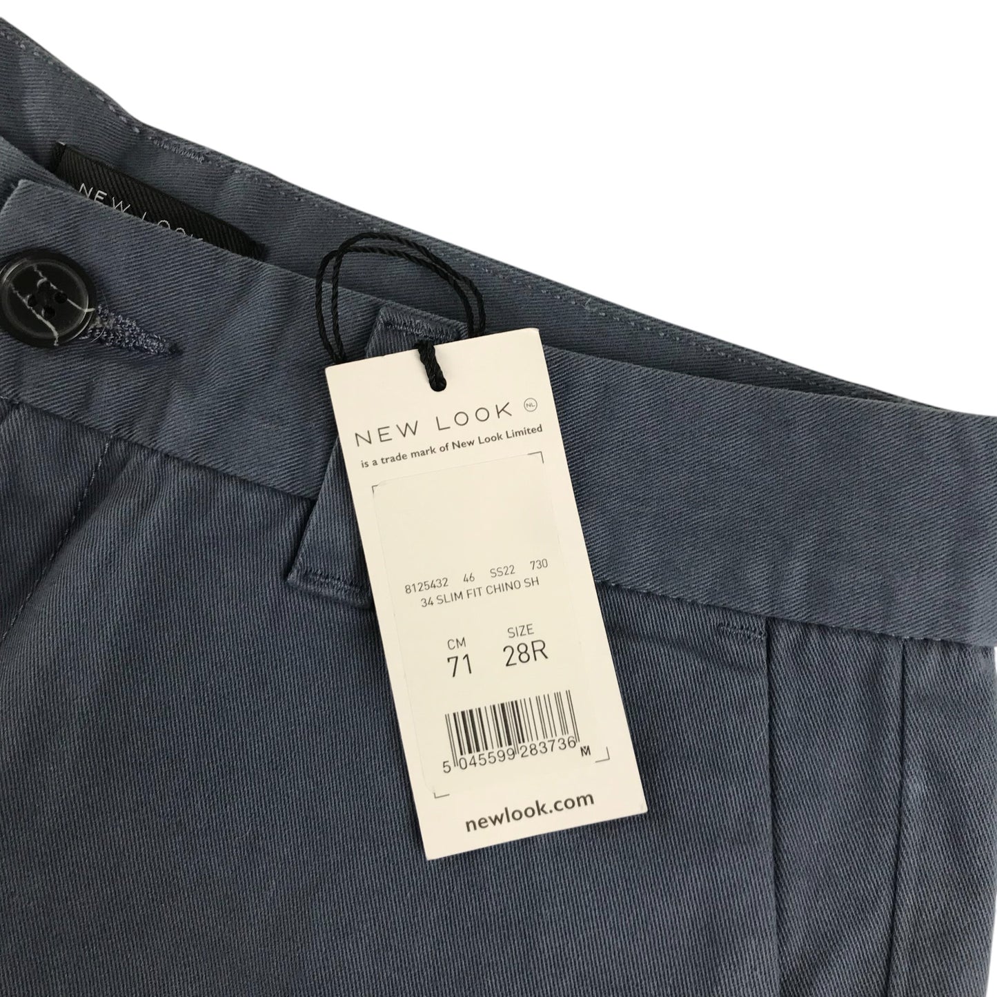 New Look shorts men size 28in waist dusty navy blue chino style cotton