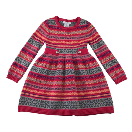 Nula Bug dress 5-6 years pink knitted pattern long sleeve jumper