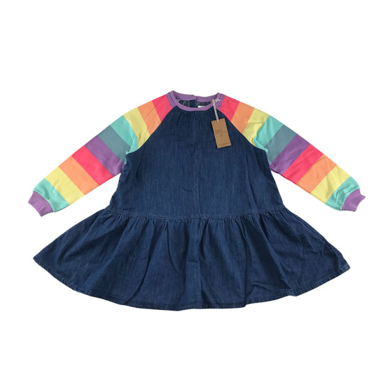 Next dress 7-8 years blue denim with rainbow sleeves