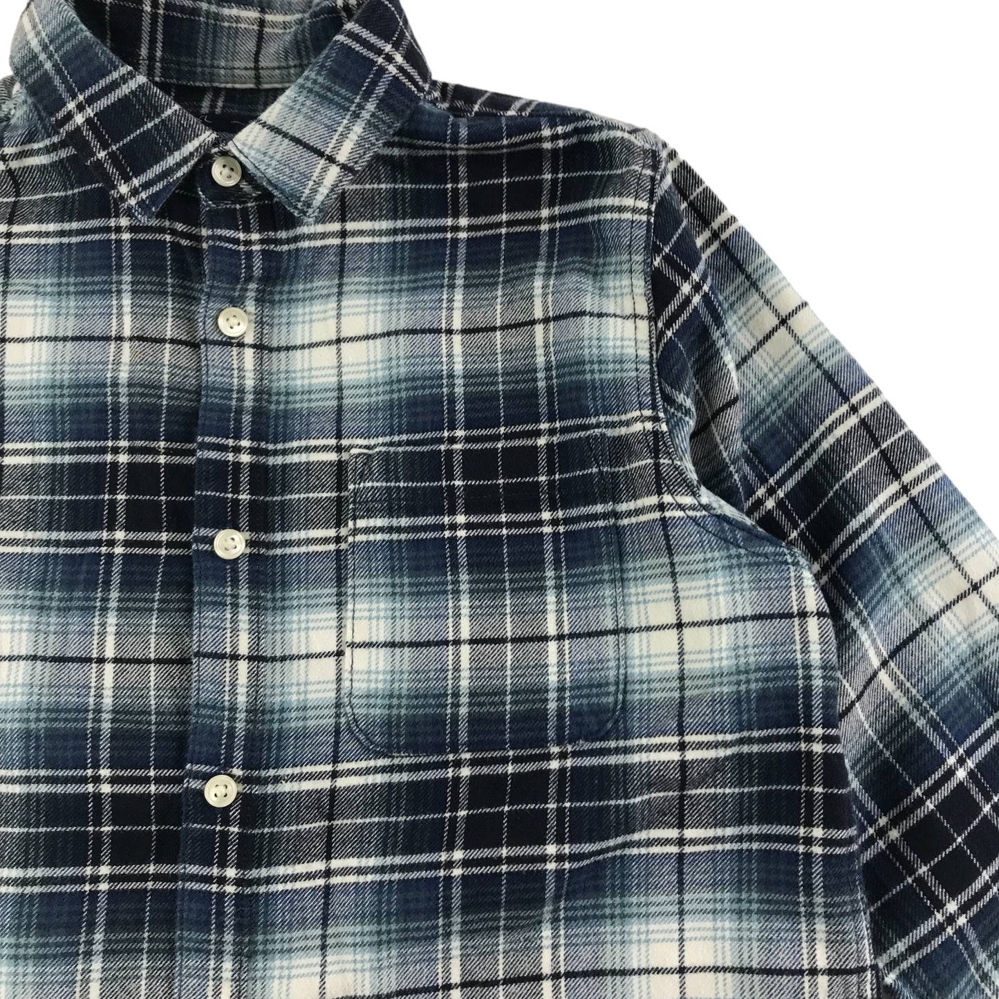 Next Shirt Age 9 Blue Check Pattern Long Sleeve Button Up Cotton