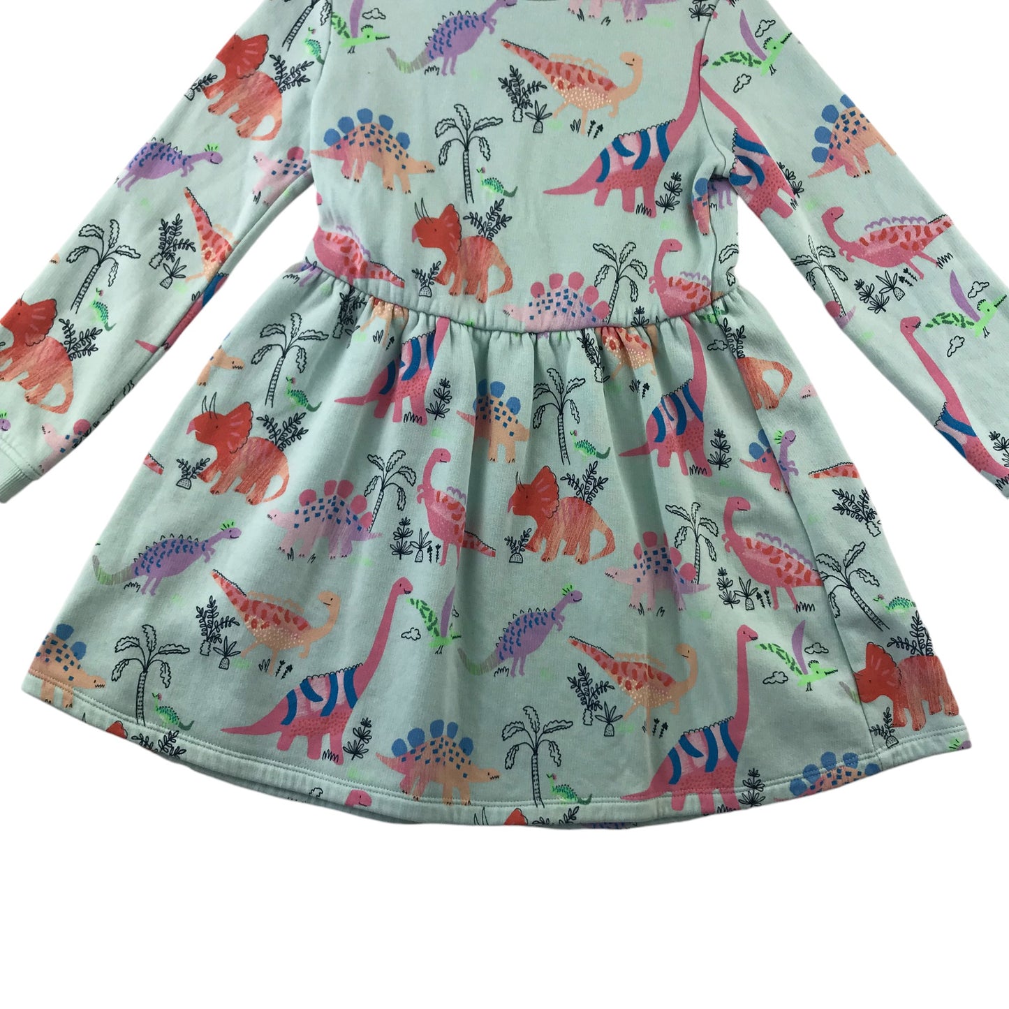 M&S dress 5-6 years mint colour dinosaur print jersey