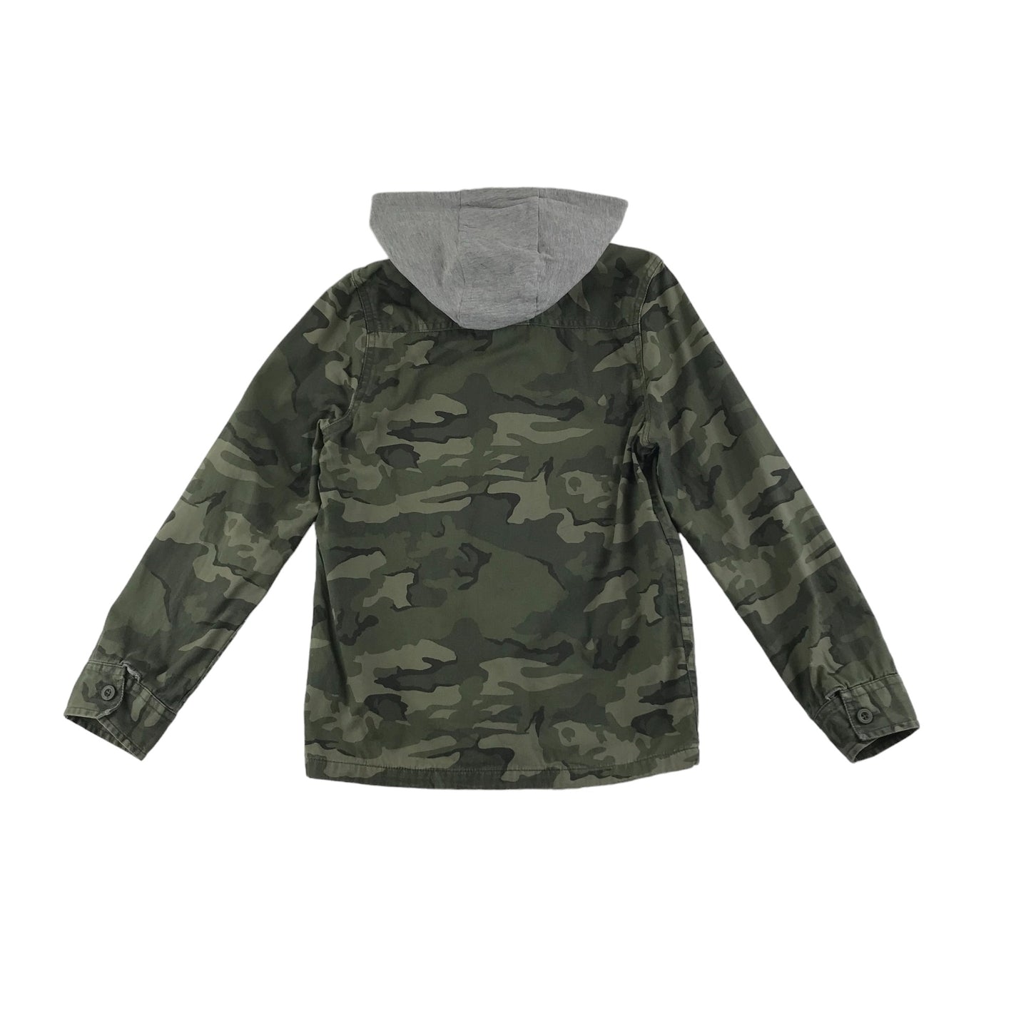 Mountain Warehouse Shirt Age 9 Khaki Green Hooded Camo Button Up