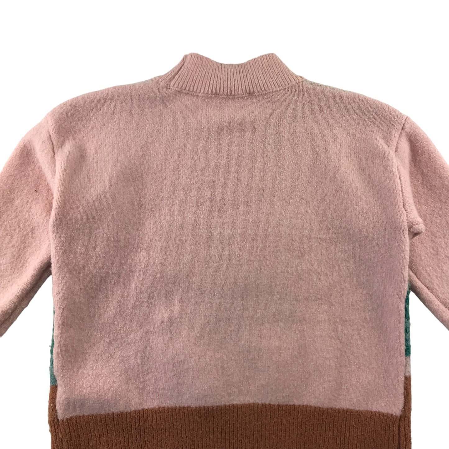 M&S jumper 9-10 years pink high collar horse scenery pattern