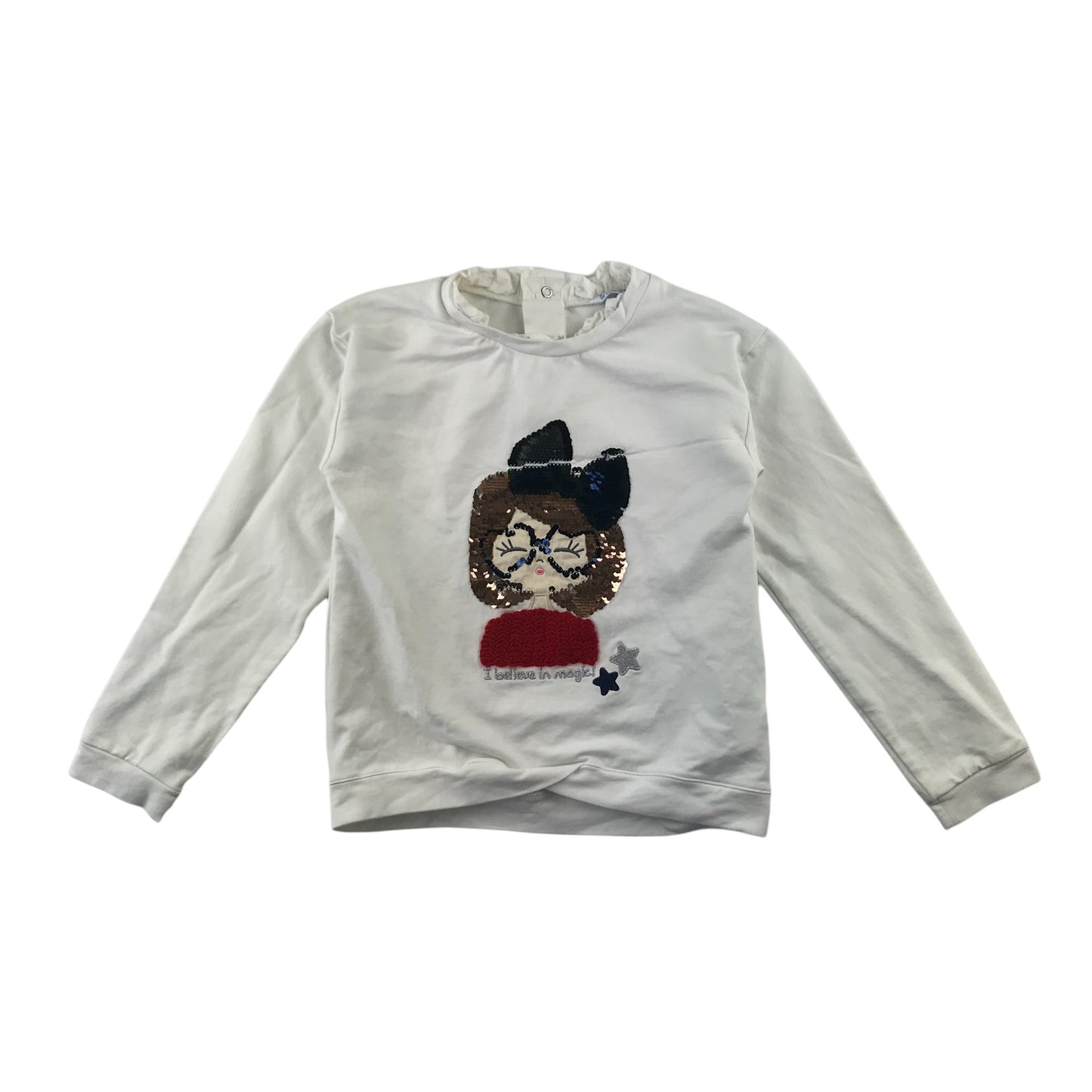 Mayoral sweater 9 years white girl sequin graphic