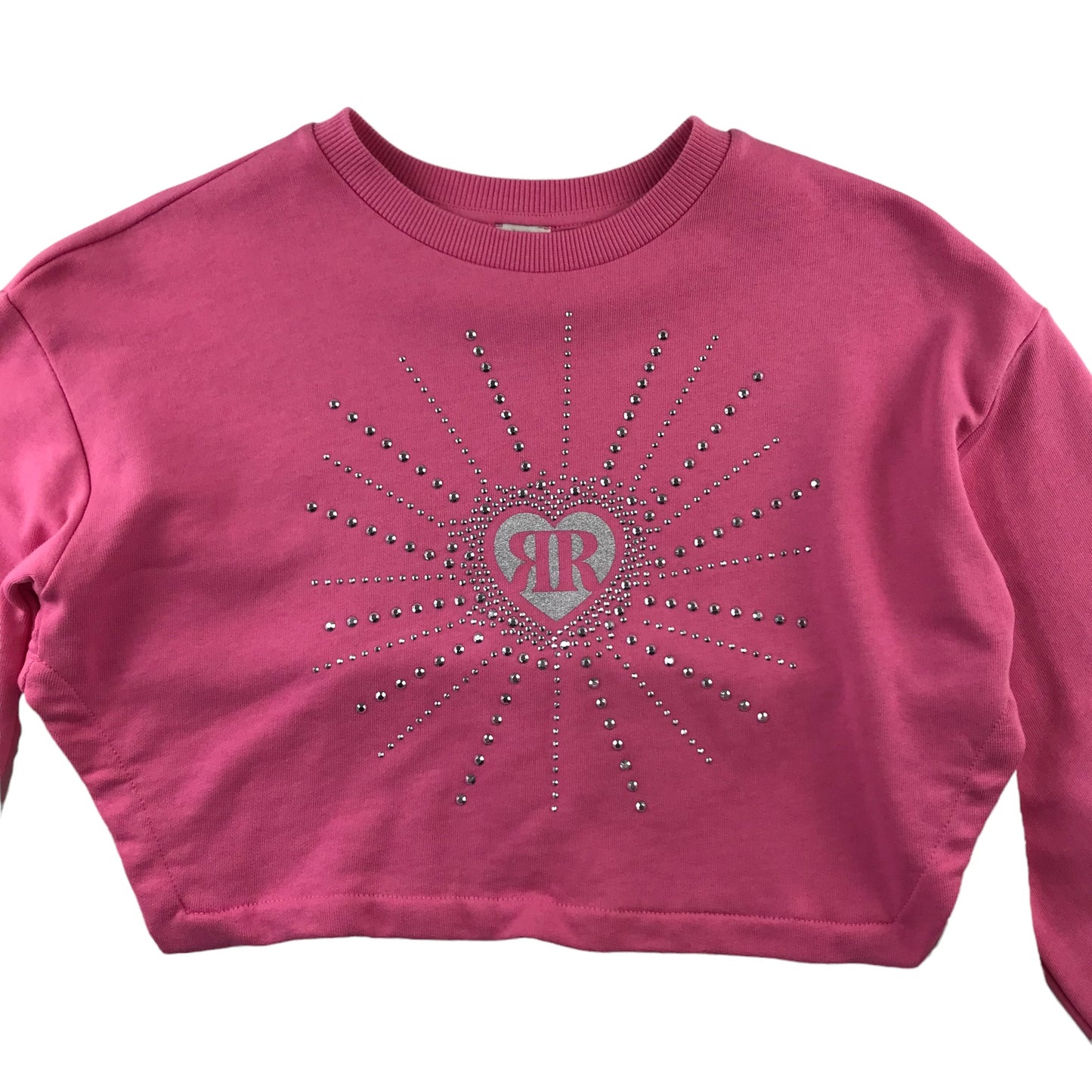 River Island sweater 9-10 years pink with lace underlayer panel