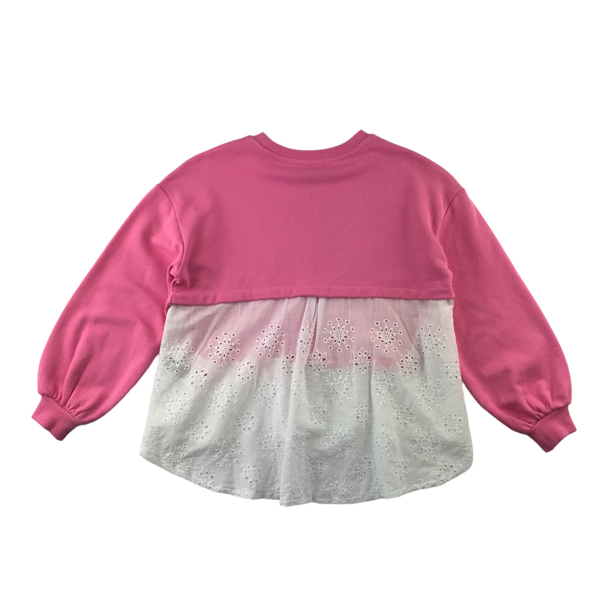 River Island sweater 9 10 years pink with lace underlayer panel