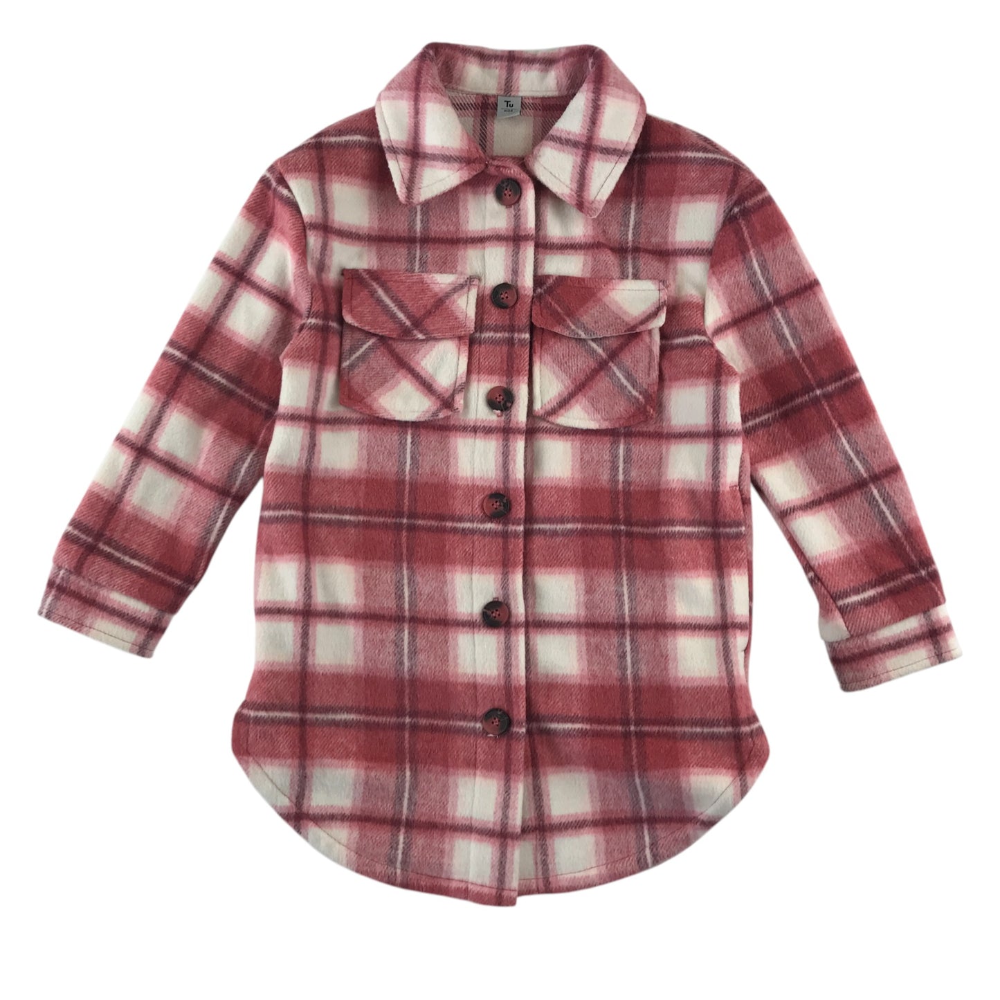 Tu shacket 5-6 years red check pattern long shirt jacket