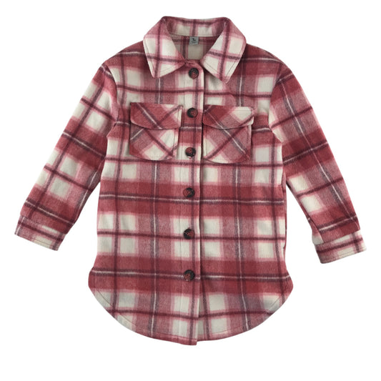 Tu shacket 5-6 years red check pattern long shirt jacket