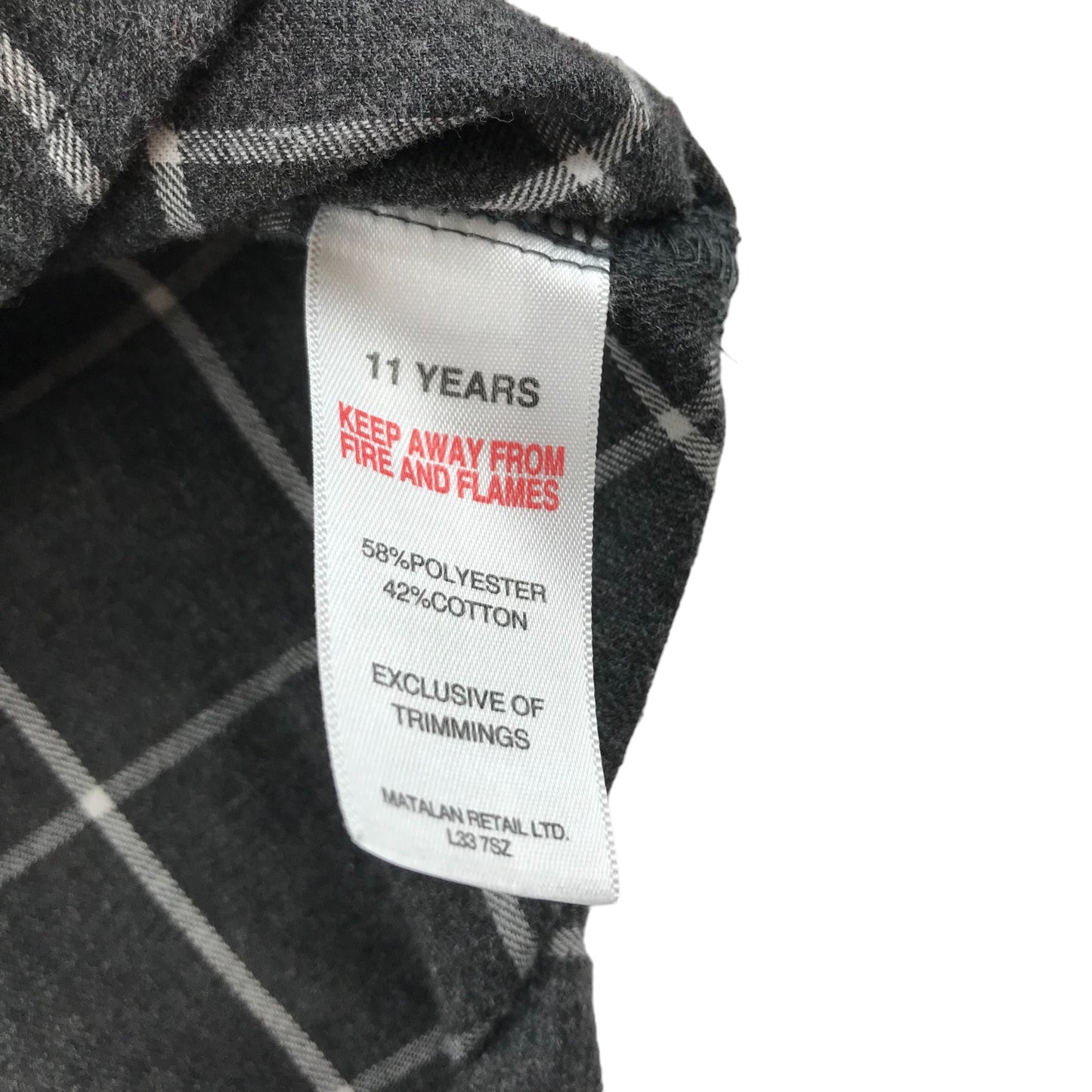 Matalan Shirt Age 11 Grey Check Button Up