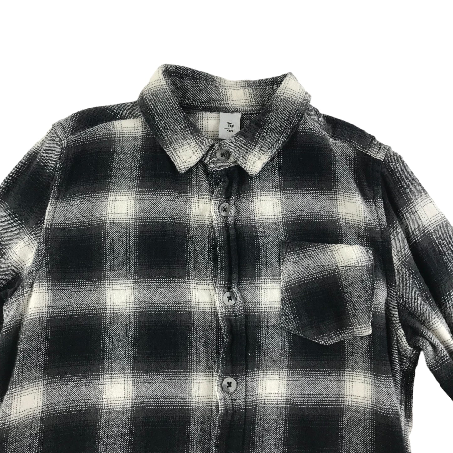 Tu Shirt Age 7 Grey check pattern button up cotton