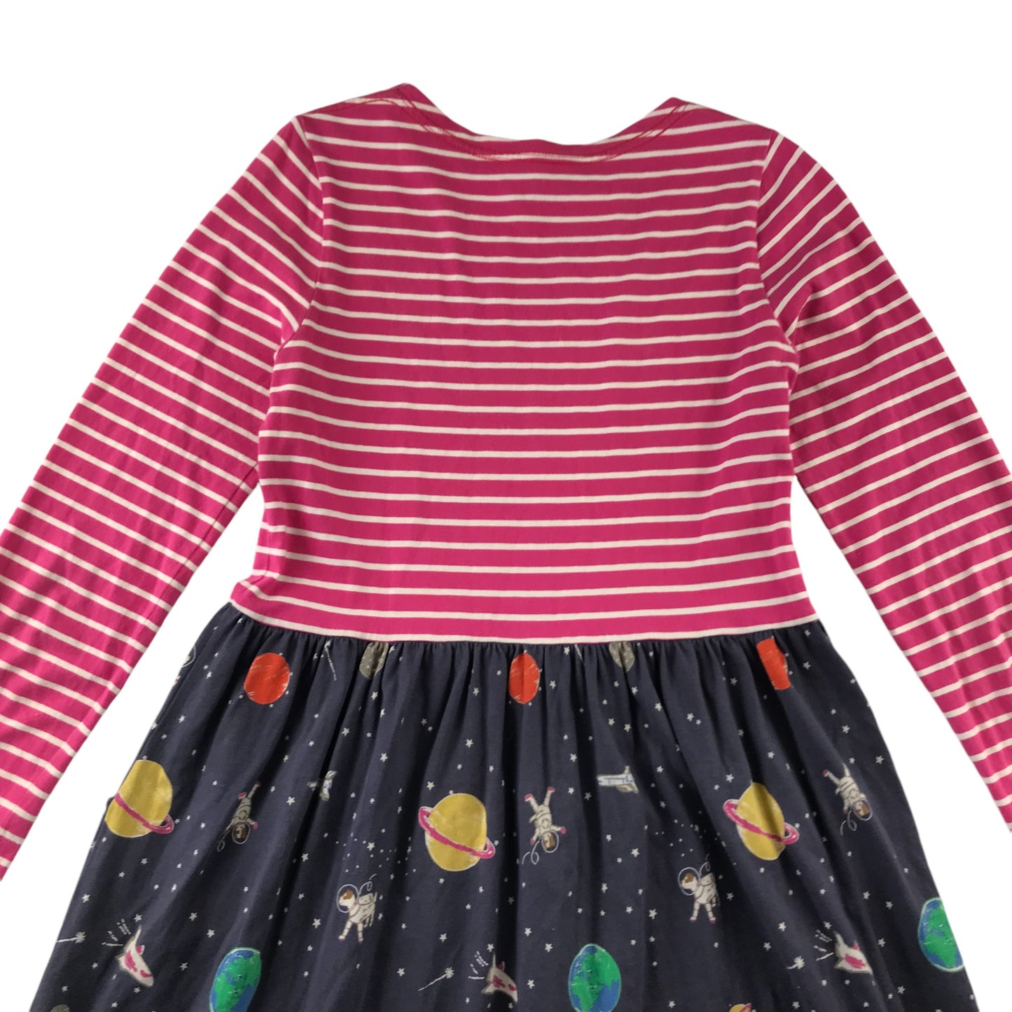 Mini Boden dress 11-12 years pink and navy stripy space pattern t-shirt dress cotton