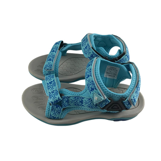 Blue sandals shoe size UK 3 blue graphic pattern hook and loop straps