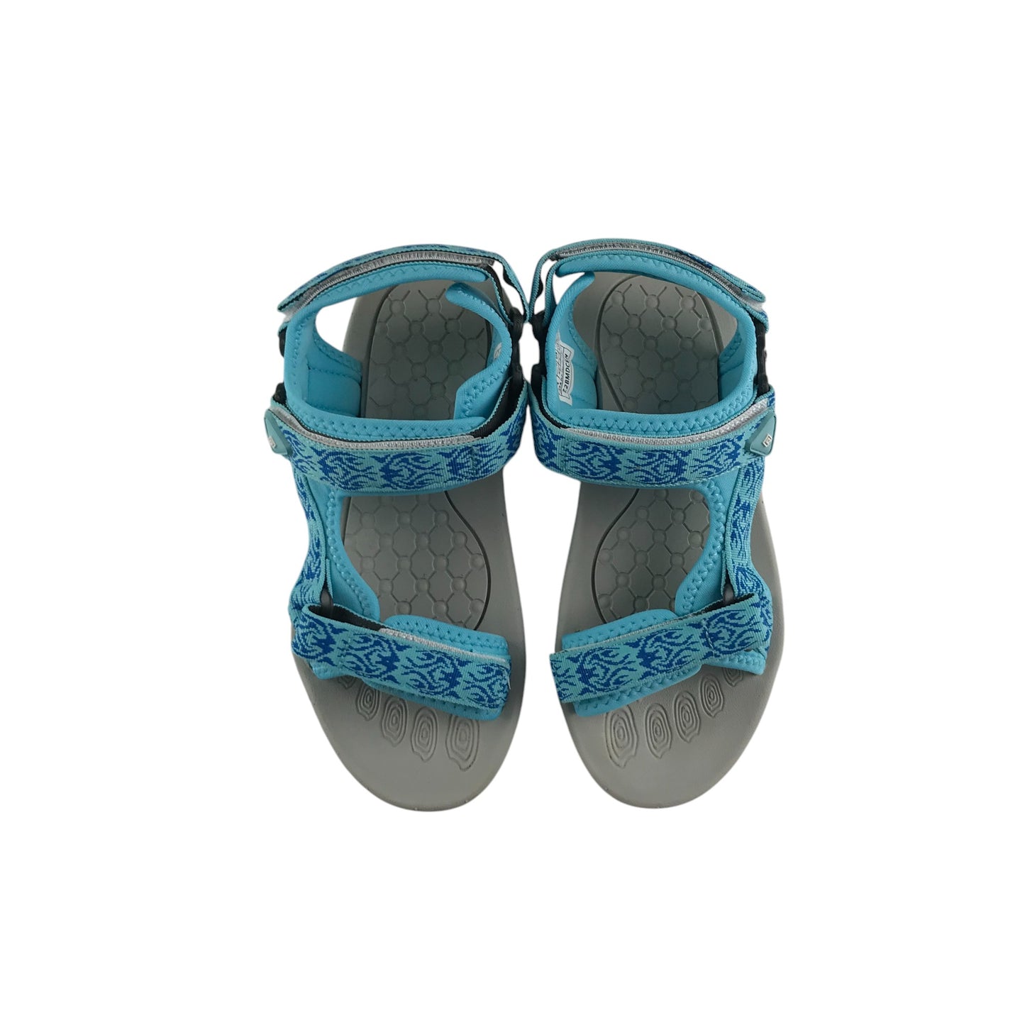 Blue sandals shoe size UK 3 blue graphic pattern hook and loop straps