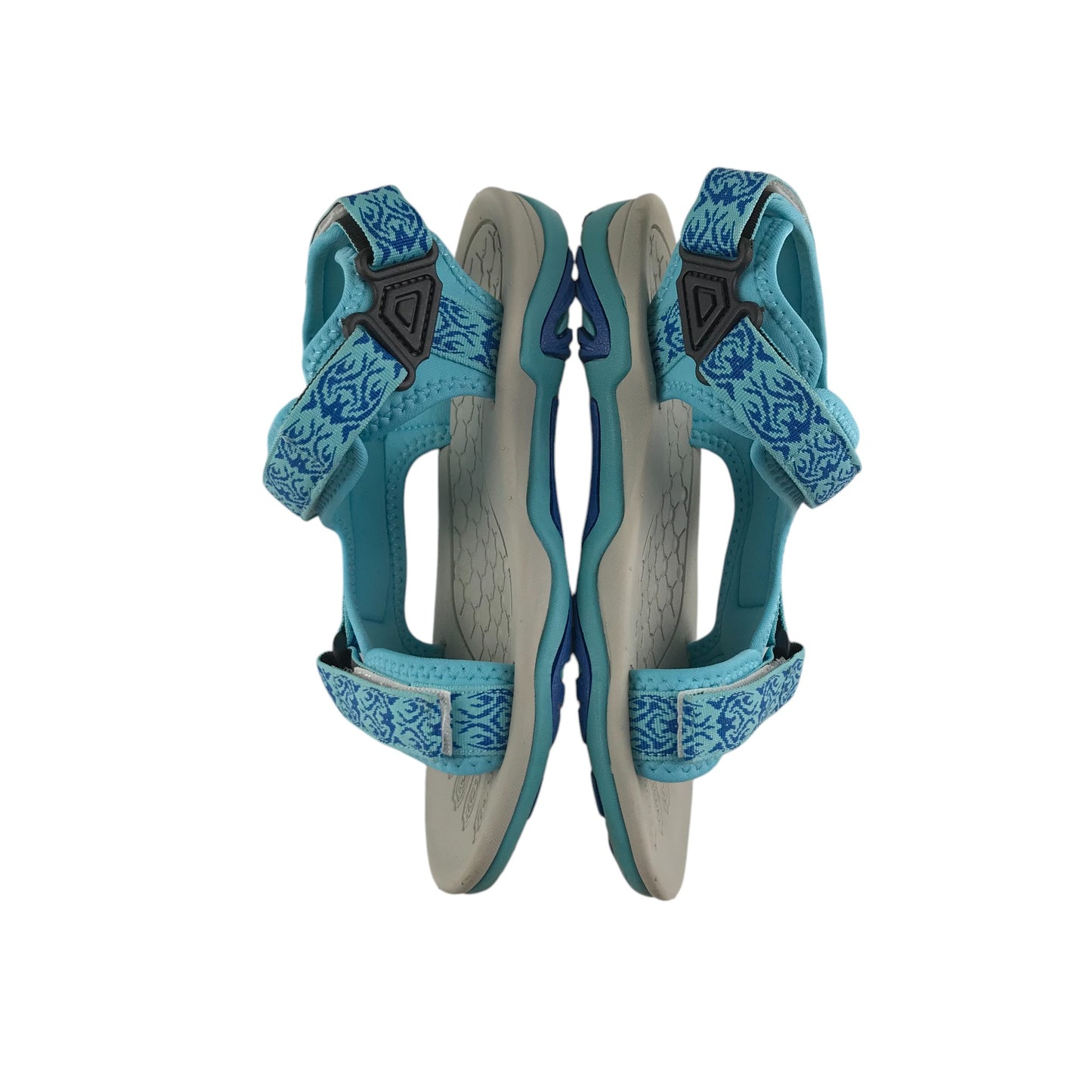 Blue sandals shoe size UK 3 blue graphic pattern hook and loop straps