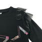 Tu sweater 9 years black with mesh layered shoulders and sequin star design