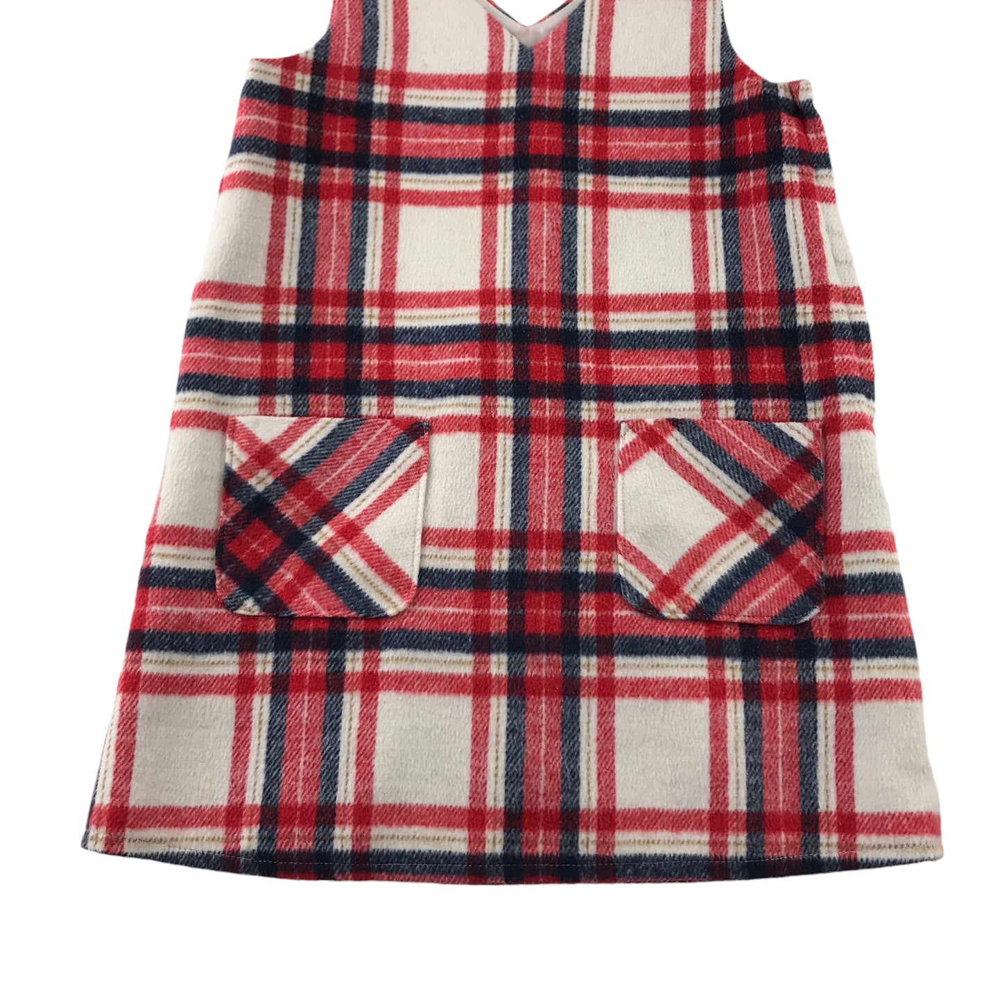 F&F dress 5-6 years red white navy checked pinafore