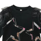 Tu sweater 9 years black with mesh layered shoulders and sequin star design