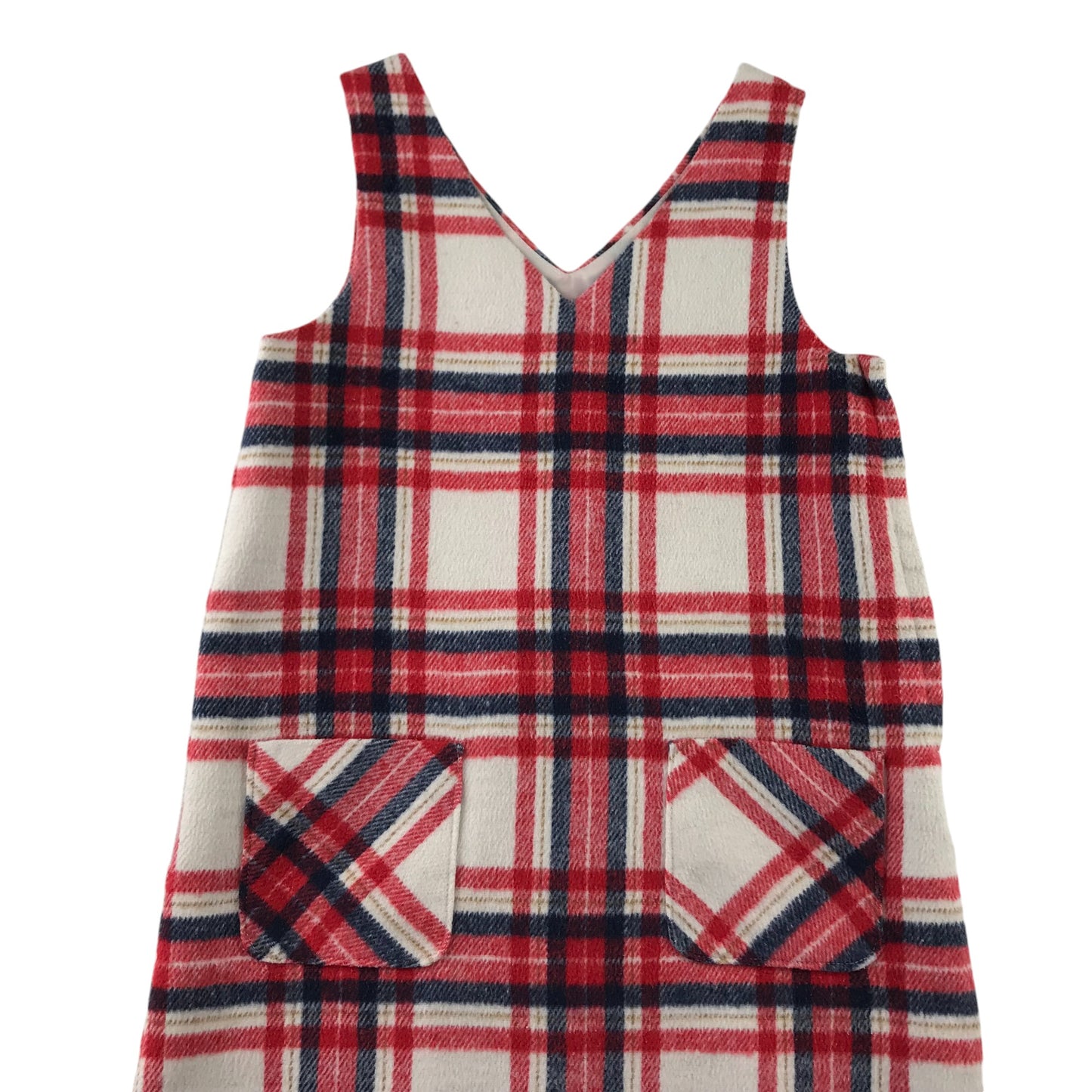 F&F dress 5-6 years red white navy checked pinafore