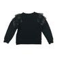 Tu sweater 9 years black with mesh layered shoulders and sequin star design