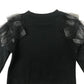 Tu sweater 9 years black with mesh layered shoulders and sequin star design