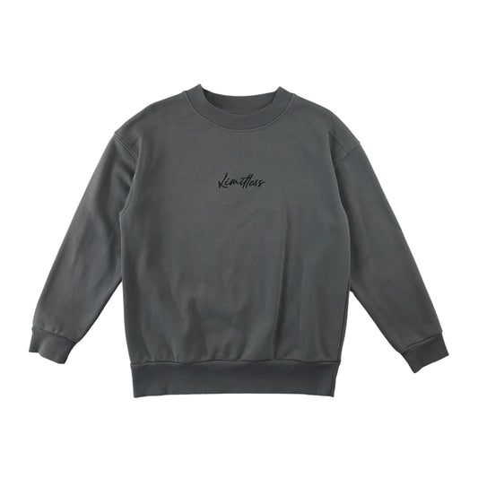Primark sweater 9-10 years dark grey plain with limitless text graphic