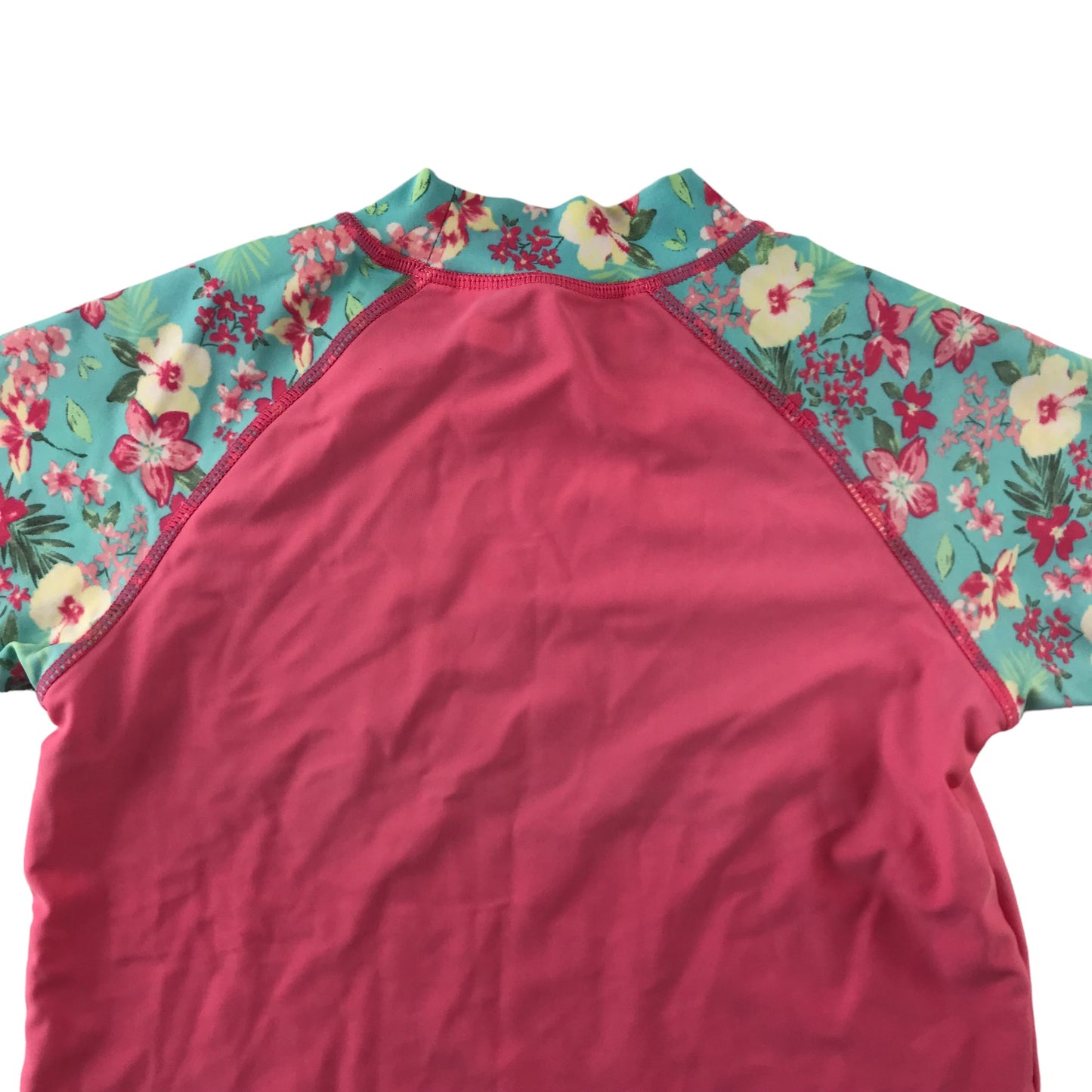 Tu Swim Top Age 8 Pink Floral Short Sleeve