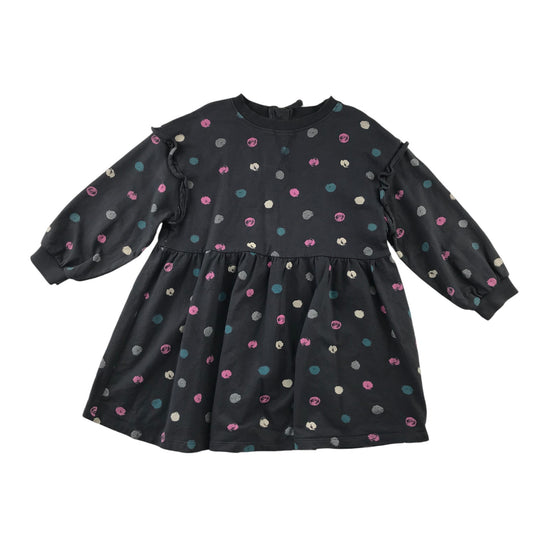 John Lewis dress 5-6 years grey multicolour spotted pattern long sleeve jersey cotton