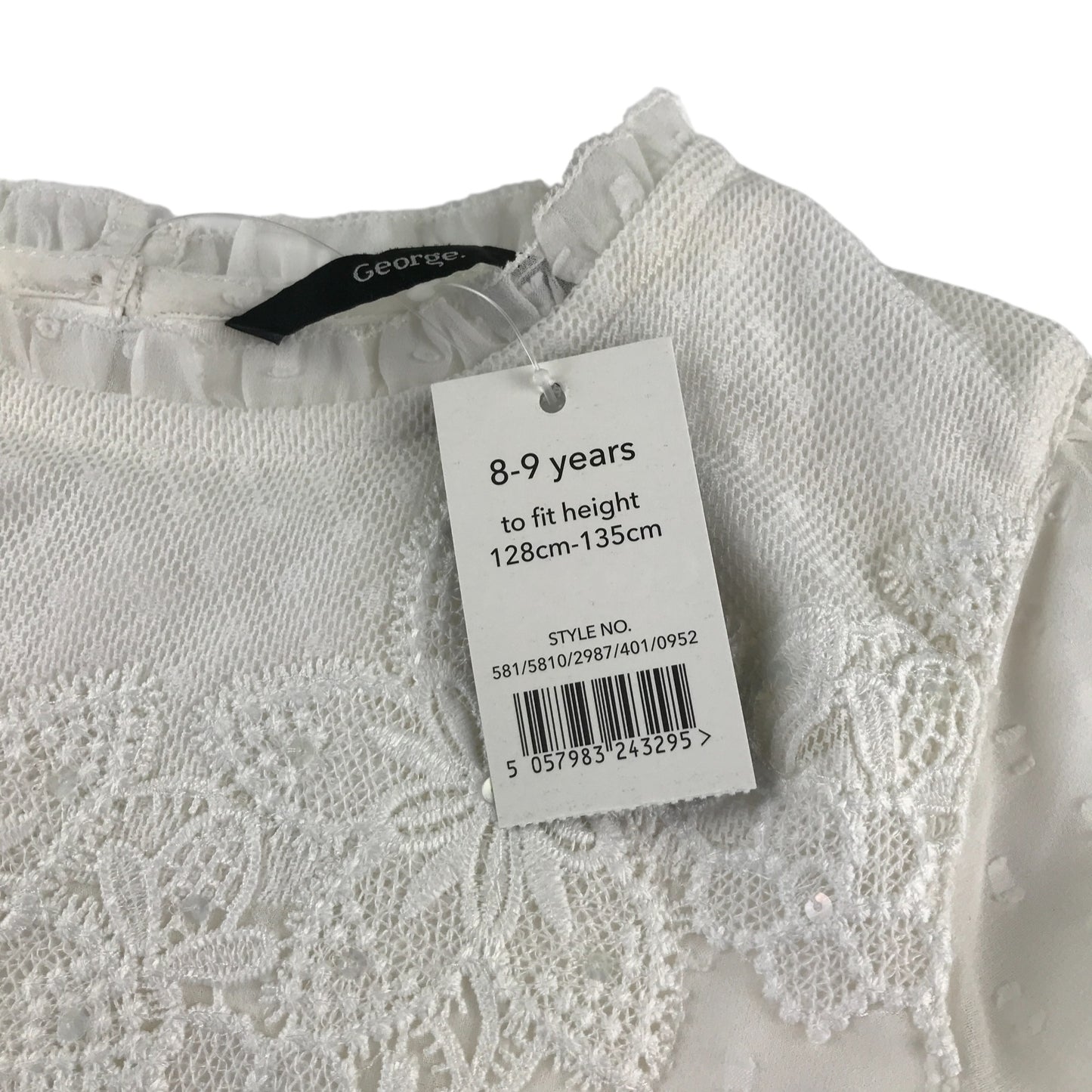 George blouse 8-9 years white floral embroidered top