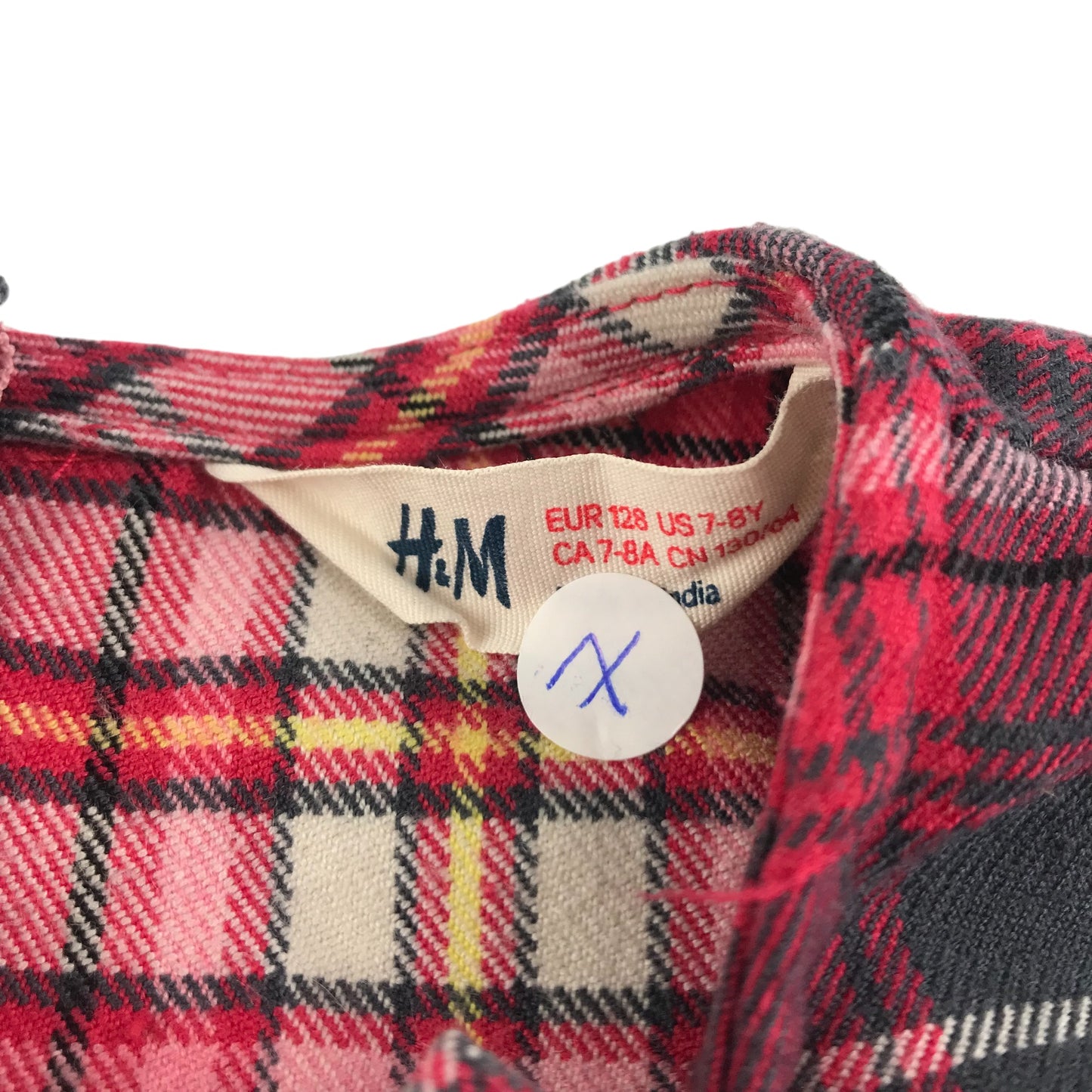 H&M Dress Age 7 Red Checked A-line Cap Sleeves