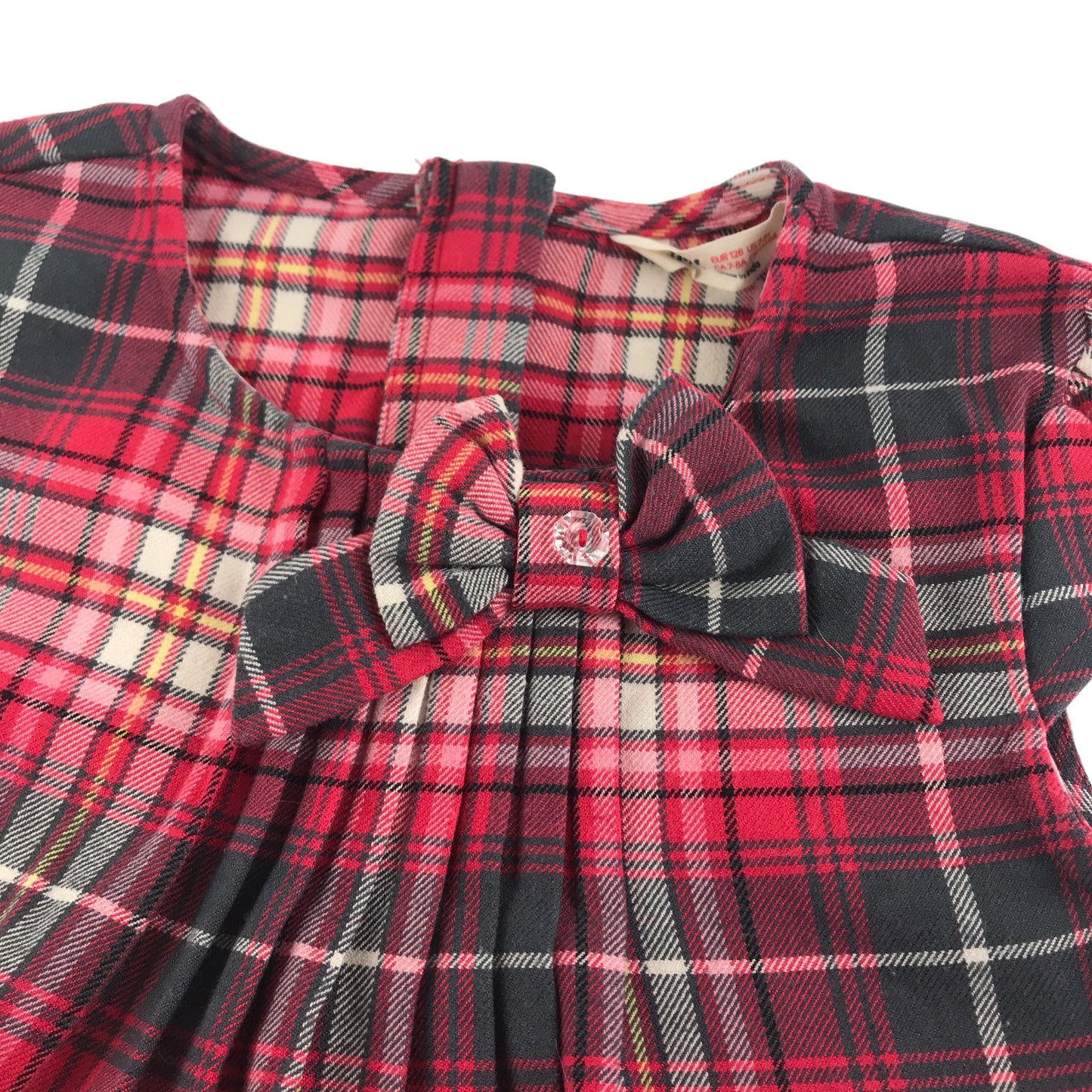 H&M Dress Age 7 Red Checked A-line Cap Sleeves