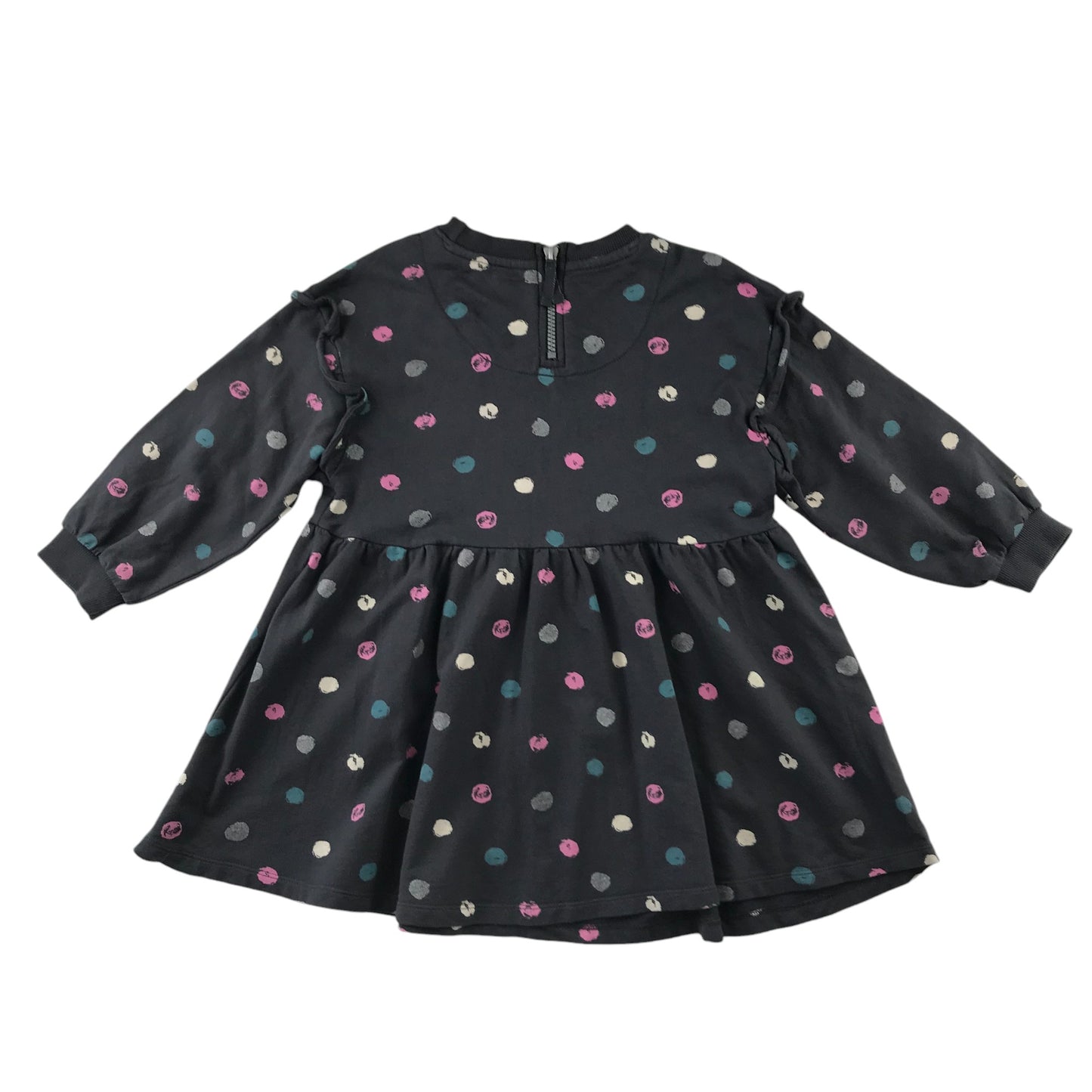 John Lewis dress 5-6 years grey multicolour spotted pattern long sleeve jersey cotton