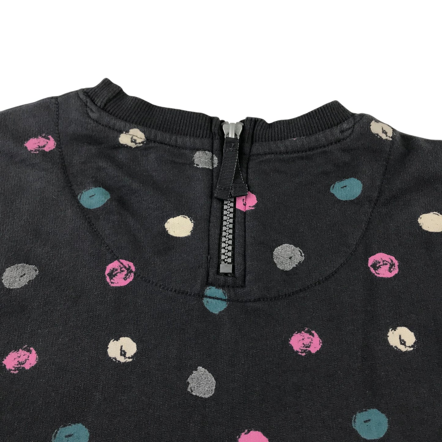 John Lewis dress 5-6 years grey multicolour spotted pattern long sleeve jersey cotton