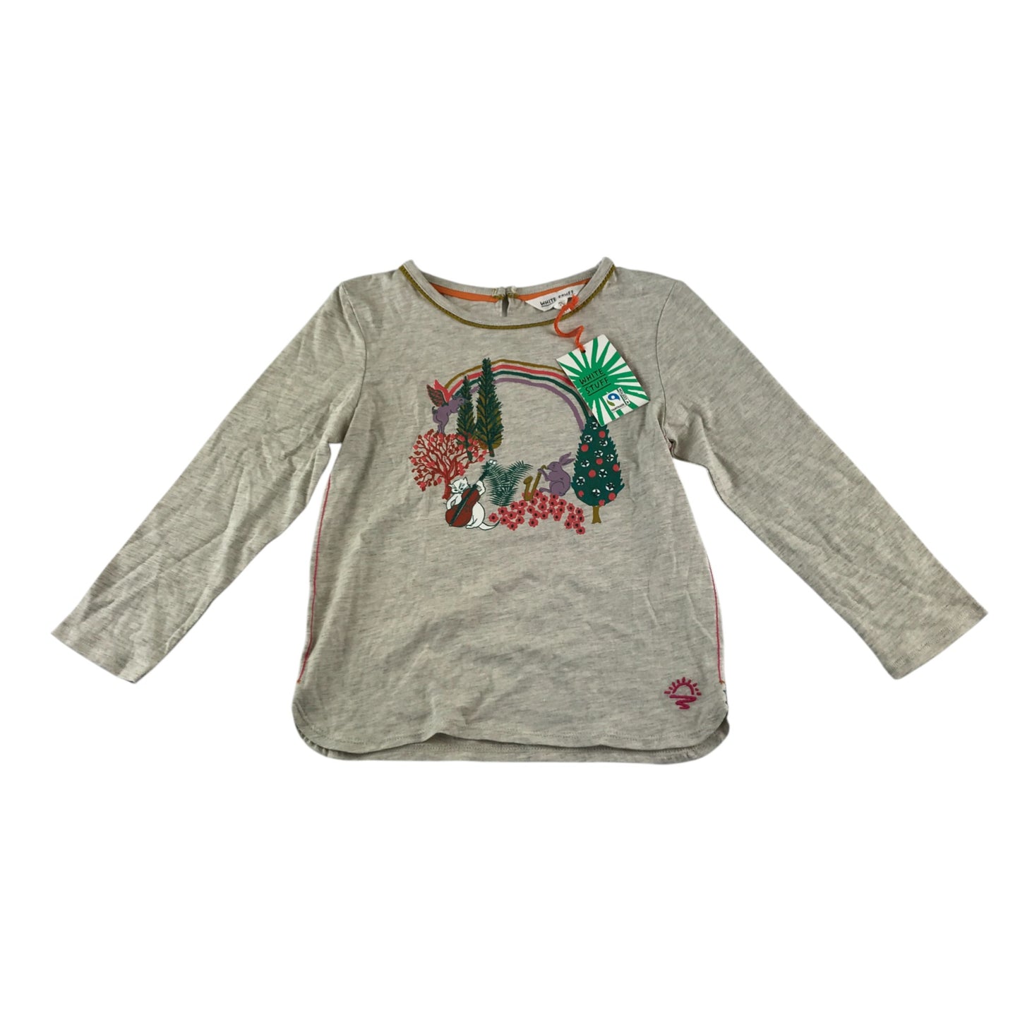 White Stuff t-shirt 5-6 years grey forest and animal theme graphic design