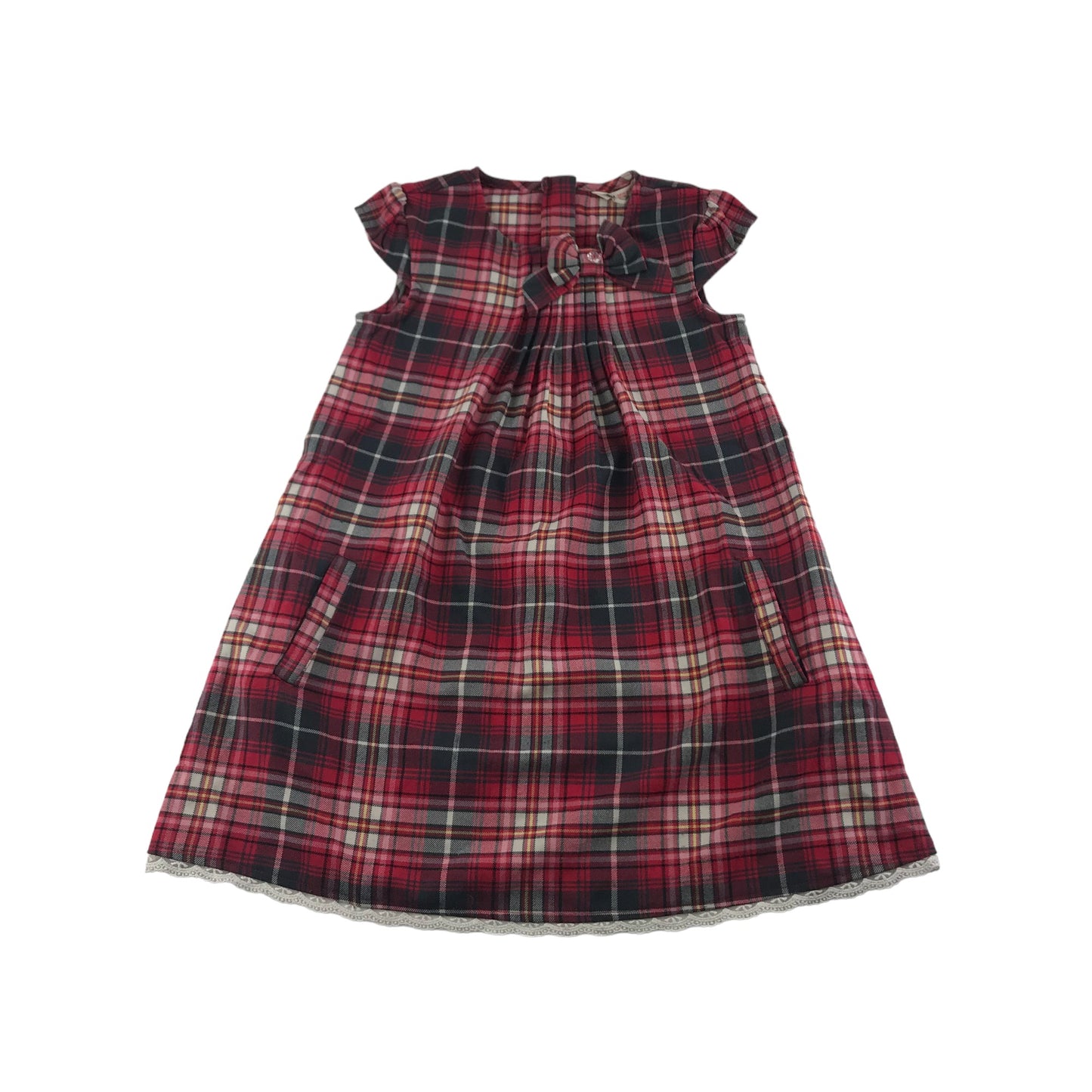 H&M Dress Age 7 Red Checked A-line Cap Sleeves