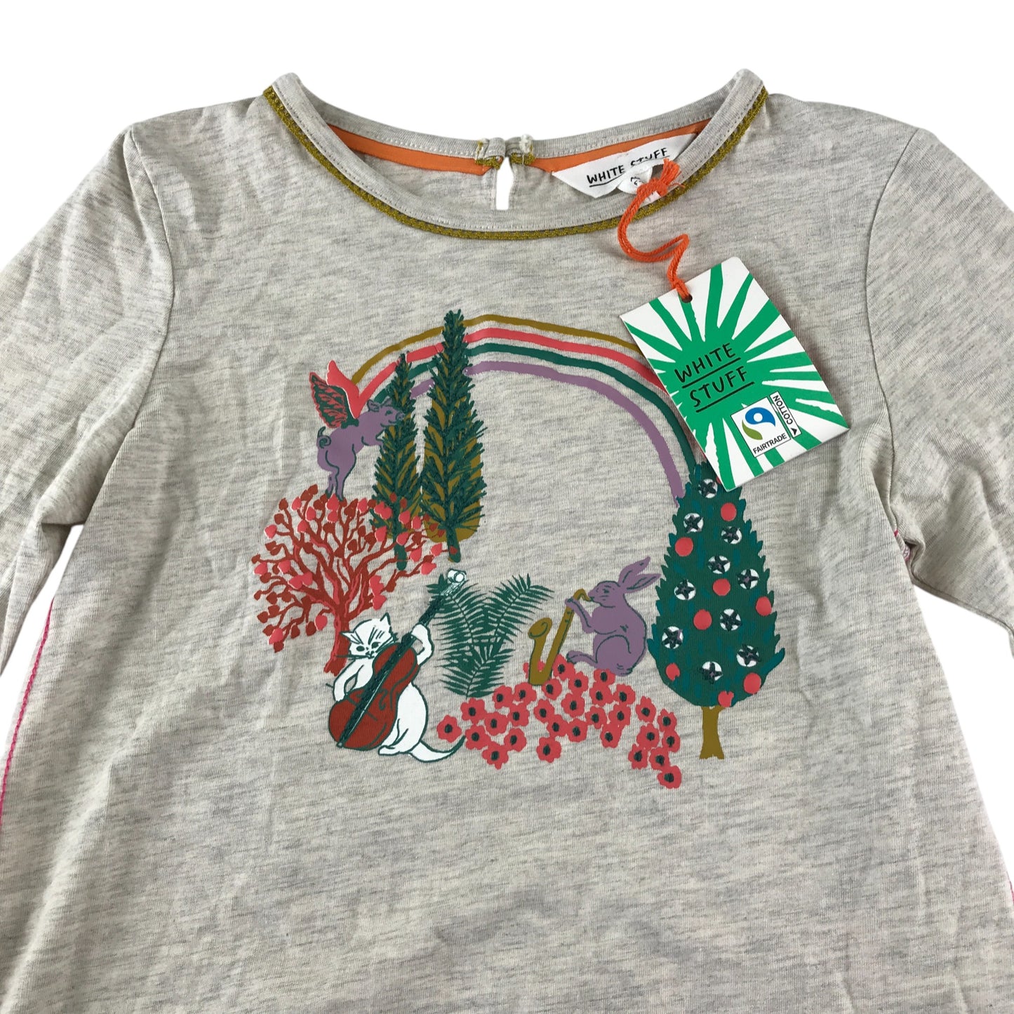 White Stuff t-shirt 5-6 years grey forest and animal theme graphic design
