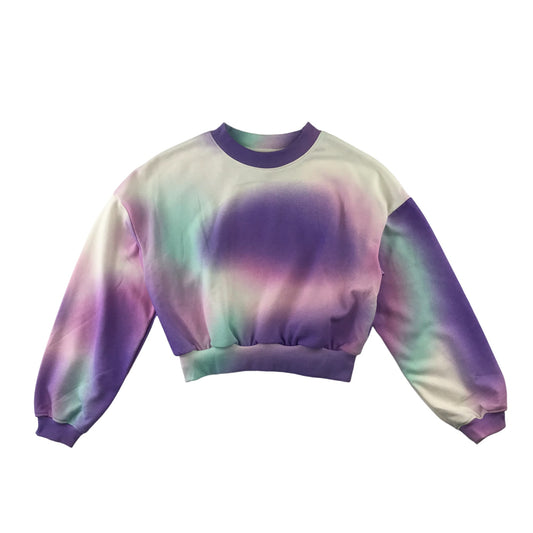 H&M sweater 11-12 years purple pastel design cropped