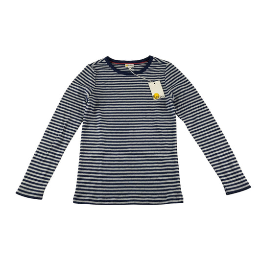 Boden t-shirt 8-9 years navy and white stripy supersoft pointelle starboard