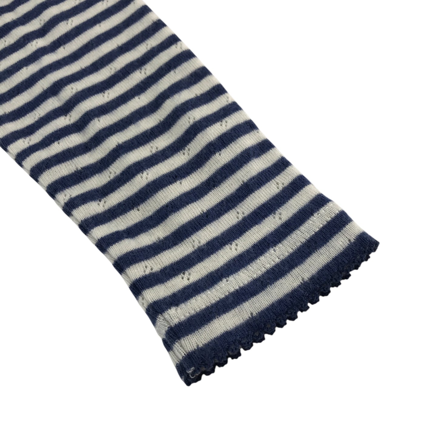 Boden t-shirt 8-9 years navy and white stripy supersoft pointelle starboard