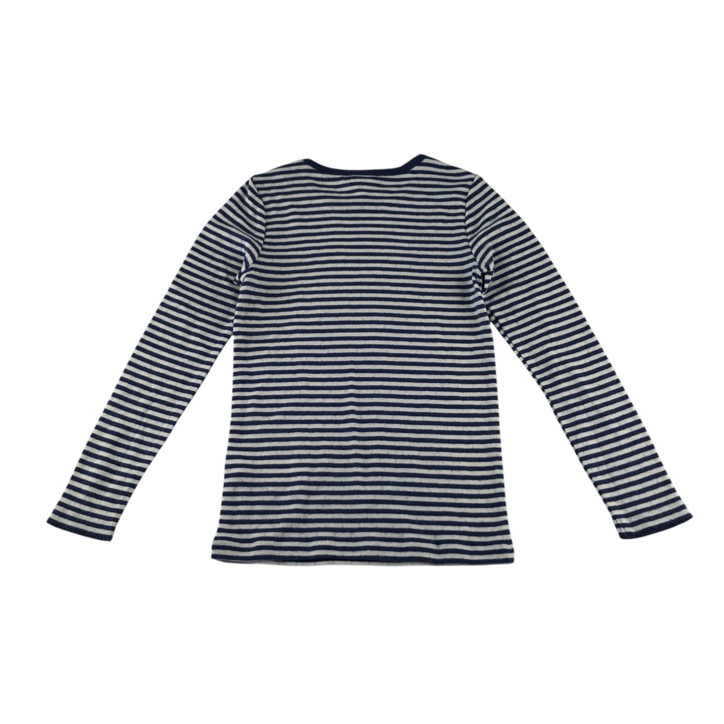 Boden t-shirt 8-9 years navy and white stripy supersoft pointelle starboard