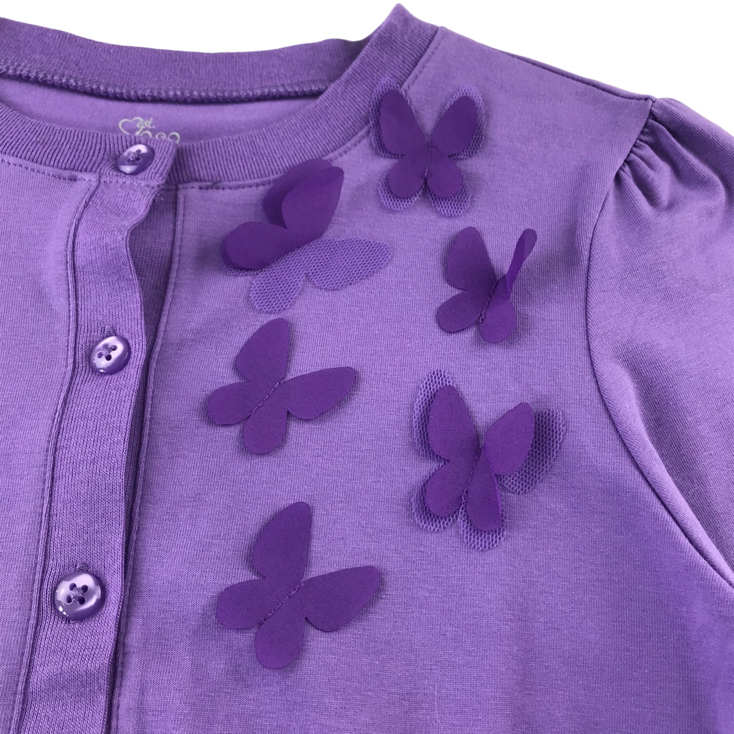 The Children's Place Cardigan 10 years purple mesh butterfly details cropped