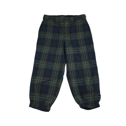 Slanj Scotland tartan golf trousers green and blue 30in waist 3/4 length