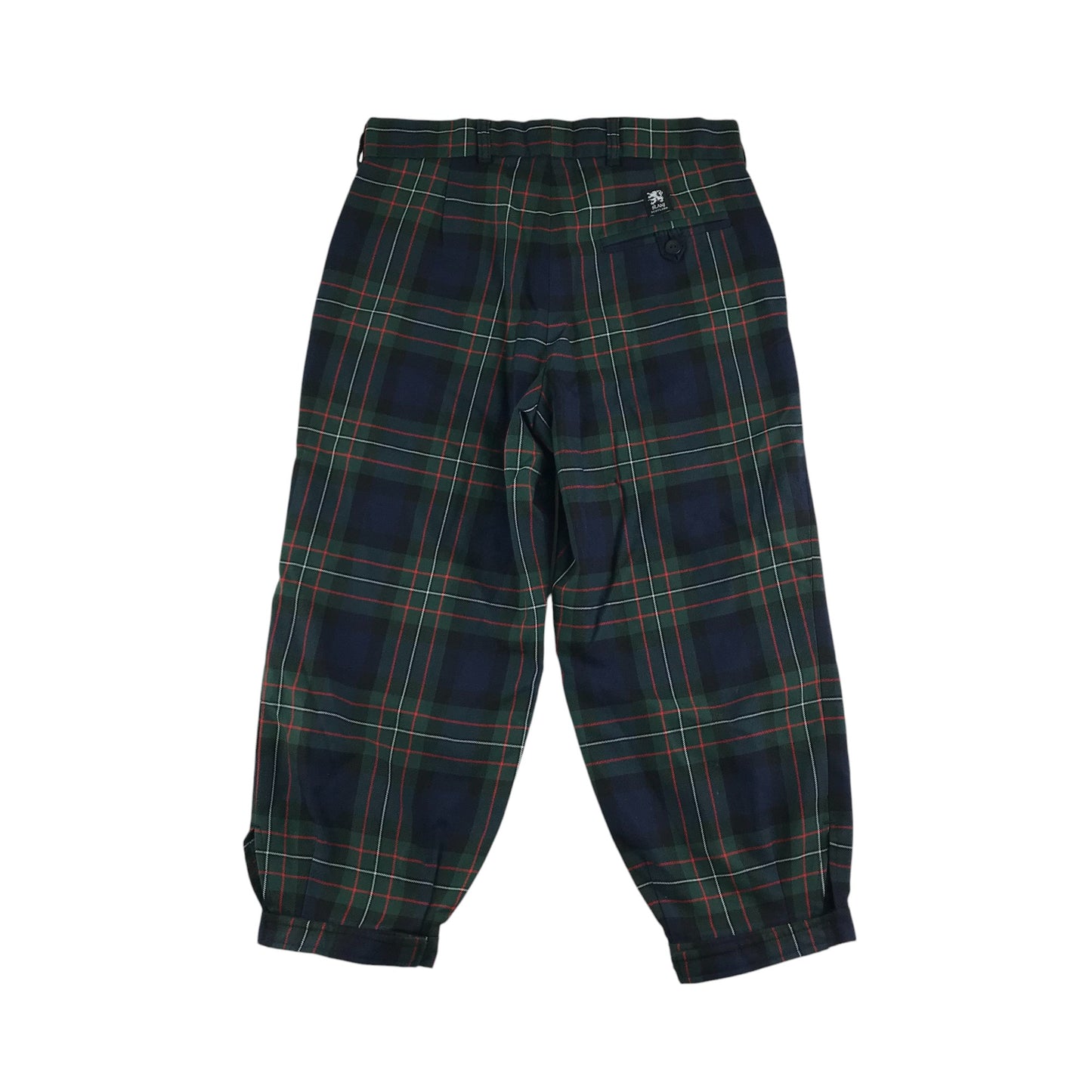 Slanj Scotland tartan golf trousers green and blue 30in waist 3/4 length