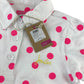 Joules polo shirt 7-8 years white with pink polka dots and rabbit patch