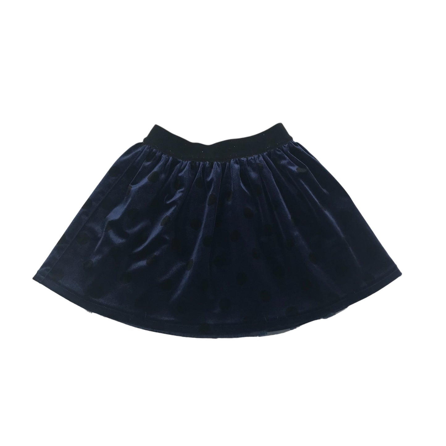 John Lewis Skirt Age 5 Navy Blue Pleated Velvet