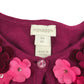Monsoon cardigan 5-6 years dark fuchsia pink with floral detailing around neckline cropped